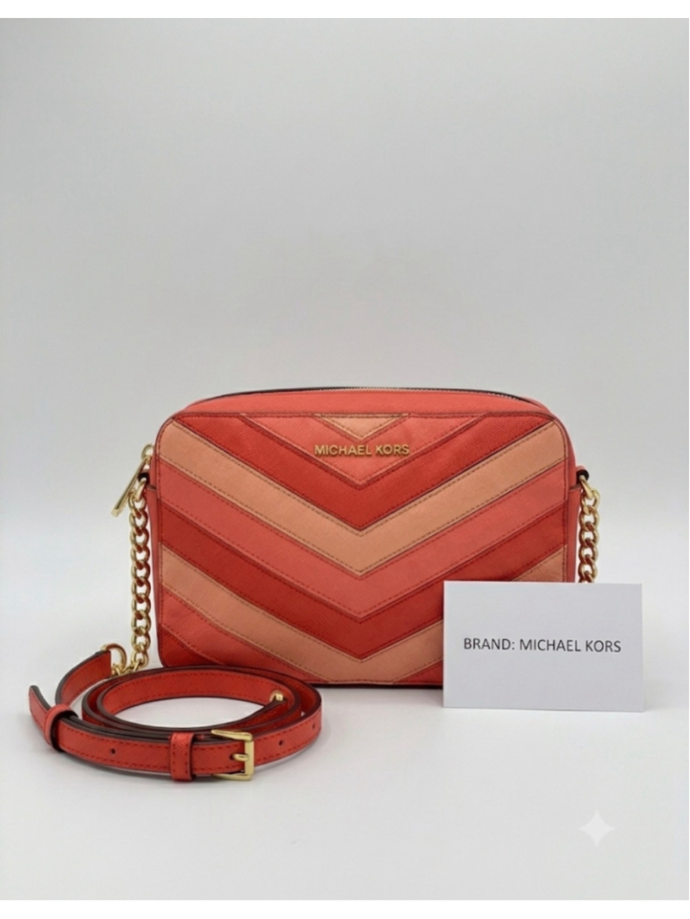 Michael Kors Jet Set Chevron East West Leather Crossbody Bag
